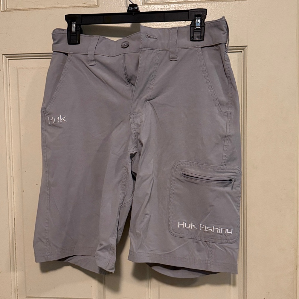 Huk Gray Fishing Shorts with Pockets